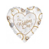Balon Folie Inima &quot;OUR WEDDING DAY&quot; 45 cm