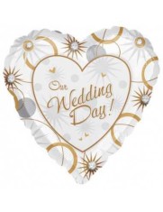 Balon Folie Inima &amp;quot;OUR WEDDING DAY&amp;quot; 45 cm foto