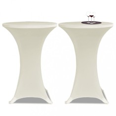 vidaXL Husă de masă cu picior &Oslash;80 cm, 2 buc., crem, elastic