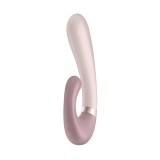 Vibrator rabbit SATISFYER Heat Wave Vibrator, cu stimulare dublă, funcție de &icirc;ncălzire, control prin aplicație, roz