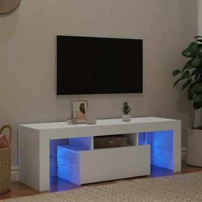 Comodă TV cu lumini LED, alb, 120x35x40 cm foto