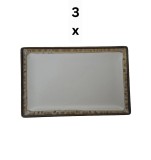 Set 3 platouri dreptunghiulare, 20&times;13, Alb mat cu margine maro