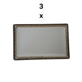 Set 3 platouri dreptunghiulare, 20&times;13, Alb mat cu margine maro