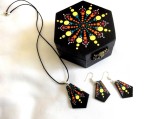 set cadou . cutie lemn si set bijuterii cu mandala 43619