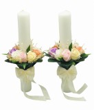 Set Lumanari nunta botez, 40 cm, multicolor, trandafiri din sapun, Eventissimi&reg;