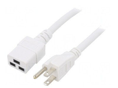 Cablu Alimentare Alb 1.8m IEC C19 la NEMA 5-15 3x14AWG foto