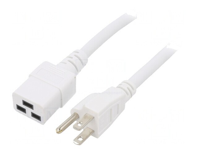 Cablu Alimentare Alb 1.8m IEC C19 la NEMA 5-15 3x14AWG