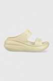 Crocs papuci Classic Crush Sandal femei, culoarea bej, cu platformă 207670