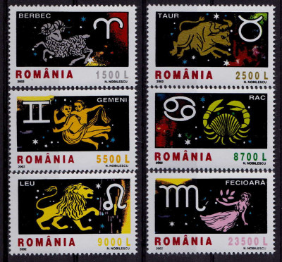 RO 2002 LP 1576 &amp;quot;Semnele zodiacului II &amp;quot; serie , MNH foto