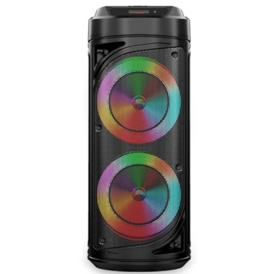 Boxa portabila cu lumini RGB, putere 20W, MP3, USB, bluetooth, TF, acumulator, FM, karaoke, negru foto