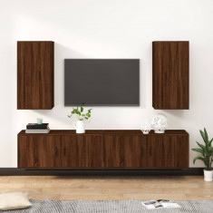 Set dulapuri TV, 4 piese, stejar maro, lemn prelucrat GartenMobel Dekor foto