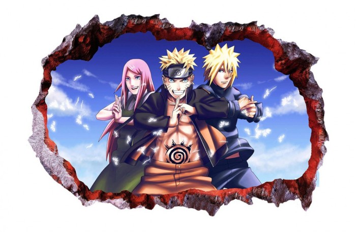 Sticker decorativ, gaura in perete 3D, Naruto, 85 cm, 1054TK-1