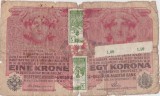 AUSTRIA UNGARIA 1 KRONE KORONA 1916 STAMPILA REGIONALA ILIZIBILA UZATA