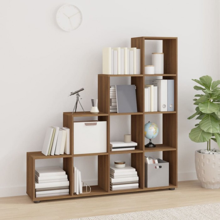vidaXL Bibliotecă &icirc;n trepte, stejar maro, 142 cm, lemn compozit 342602
