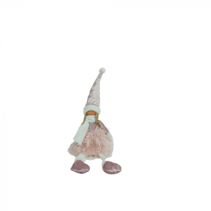 Ornament de Craciun papusa, Flippy, roz/alb, textil, 50 cm