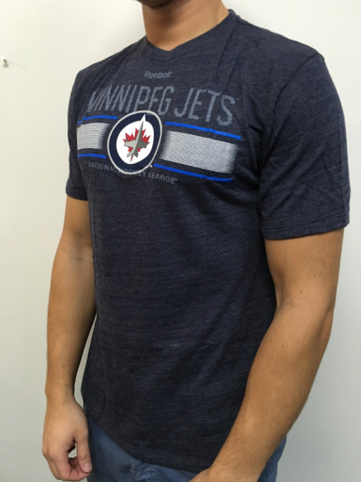Winnipeg Jets tricou de bărbați Stripe Overlay navy - S