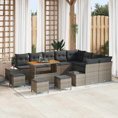 vidaXL Set de canapele pentru grădină 12 pcs Gri deschis și gri &amp;icirc;nchis 3364783 foto