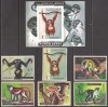 AJMAN 1973 FAUNA MAIMUTE ( serie+colita ndt.) MNH, Nestampilat