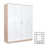 Dulap Sifonier Miami 160x205 cm Alb Stejar Sonoma - Mobilier Dormitor, Hol - Garantie 36 luni