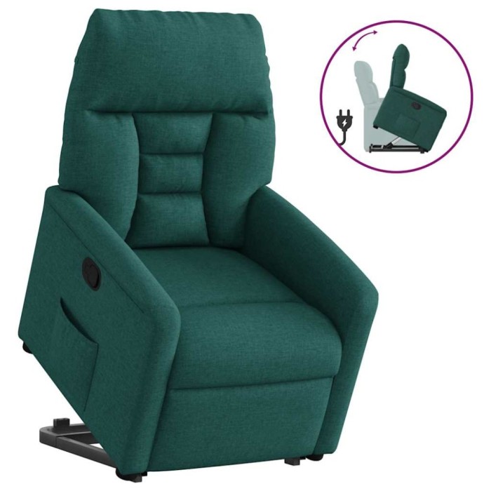 vidaXL Fotoliu rabatabil ridicare pe verticală, verde &icirc;nchis, textil