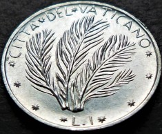 Moneda 1 LIRA - VATICAN, anul 1977 * cod 4748 B - Papa PAUL VI = UNC