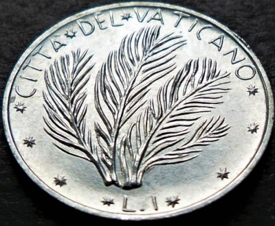 Moneda 1 LIRA - VATICAN, anul 1977 * cod 4748 B - Papa PAUL VI = UNC foto
