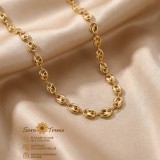 Colier Caffe d Oro cu zale boabe de cafea, placat cu aur 18K, 55 cm , Brazilia