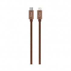 Cablu Date si Incarcare USB Type-C la Lightning Goui Fashion, 1 m, Maro G-FASHIONC94BR