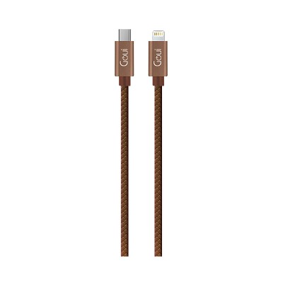 Cablu Date si Incarcare USB Type-C la Lightning Goui Fashion, 1 m, Maro G-FASHIONC94BR foto