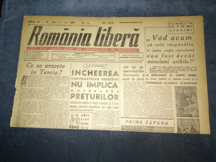 ZIAR ROMANIA LIBERA 9 DECEMBRIE 1945