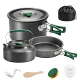 Outsunny Set de vase pentru camping din aluminiu 11 piese, cu geantă de depozitare și m&acirc;nere anti-arsură, &Oslash;19x10cm, Gri | Aosom Romania