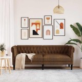 vidaXL Canapea Chesterfield Argyle Maro 201.5 x 74.5 x 74.5 cm