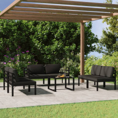 vidaXL Set mobilier de grădină cu perne, 7 piese, antracit, aluminiu