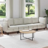 vidaXL Set de mobilier pentru living cu pernă 4 pcs Crem Catifea 3413764