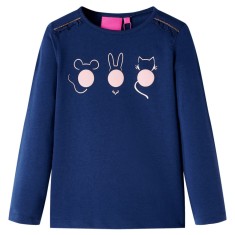 Tricou pentru copii cu m&acirc;neci lungi, bleumarin, 128
