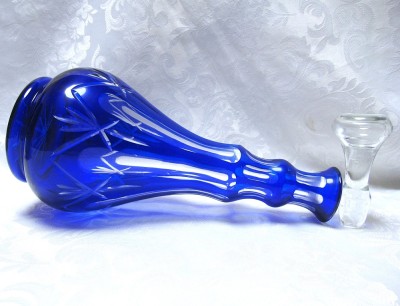 STICLA CRISTAL DECANTOR CRISTAL COLORAT ALBASTRU SAFIR 32 CM foto