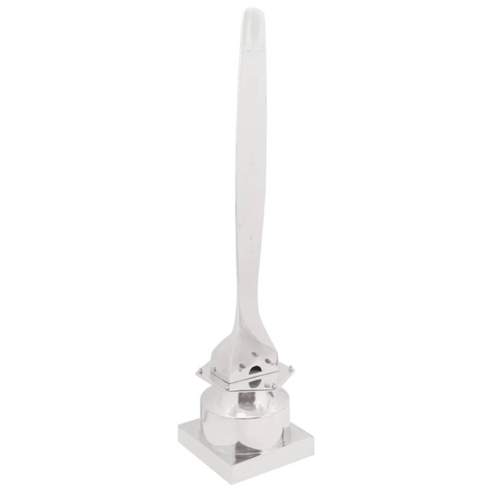 Sculptură jumătate de elice, argintiu, 26x26x110 cm, aluminiu
