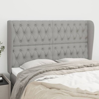 Gossi tablie de pat cu aripioare gri deschis 163x23x118/128 cm textil foto
