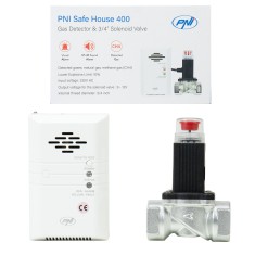 Aproape nou: Kit PNI Safe House 400 senzor de gaz si electrovalva 3/4 inch, alarma