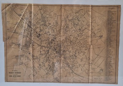 Planul Orașului București &amp;ndash; Socec &amp;amp; Co., 1910 &amp;ndash; 35&amp;times;65 cm &amp;ndash; legendă completă foto