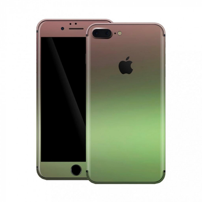 Set Folii Skin Acoperire 360 Compatibile cu Apple iPhone 7 Plus - Wraps Skin Chameleon Avocado Metallic