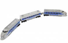 Set trenulet electric cu locomotiva si 2 vagoane, 16 piese sina - JHX9902 foto