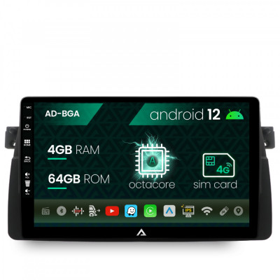 Navigatie BMW E46, Android 12, A-Octacore 4GB RAM + 64GB ROM, 9 Inch - AD-BGA9004+AD-BGRKIT397 foto