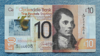 10 Pounds Sterling 2017 Scotia Clydesdale Bank polimer / seria 234608 foto