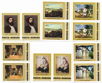 Romania (529) - Reproduceri de arta - Theodor Aman,1981, serie neobliterata, blocuri de 2 foto