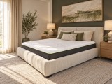 Pat Moda 160x200 cm Lada de Depozitare Tapitat Stofa Bej Somiera Inclusa (cod ML2616-PEAK-110)