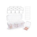Set cutii de depozitare pentru unghii - 14 cutii transparente pentru unghii false + 1 cutie mare și 60 de plăcuțe adezive - Ideal pentru unghii false,