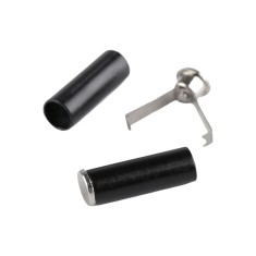 Set 2 capete metalice cu sigurante pentru snur Crisalida, 5 mm, Negru