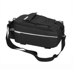 Geanta portbagaj bicicleta, 1 compartiment si 2 buzunare laterale, 38x14x16cm, negru cu elemente reflectorizante gri Household NewTrend