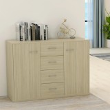 Servanta vidaXL Stejar Sonoma 88x30x65 cm PAL, 4 Sertare &amp; 2 Usi, Comoda TV, Dulap Living